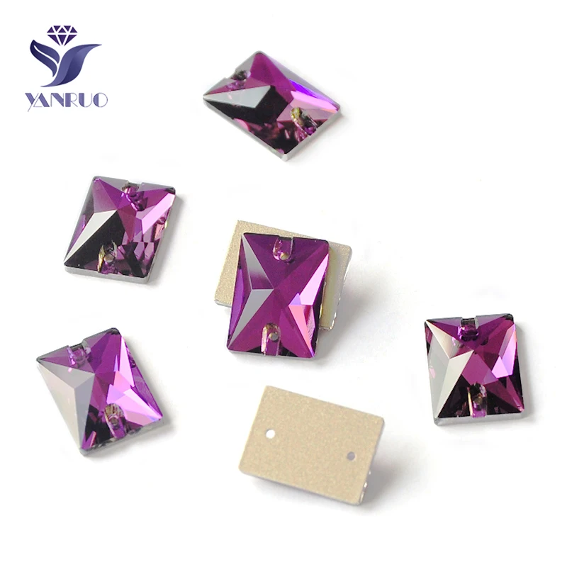 YANRUO 3250 Rectangle Amethyst Sewing Crystal stones And Crystals Glass Sew On Stones For Dresses Clothes | Дом и сад