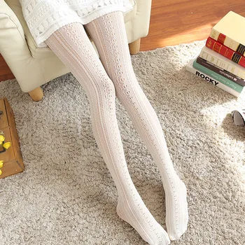 

Long Stockings Tights Autumn Winter Hollow Out Tights Net Stocking Lolita Knitted Socks Solid Stockings Thin Transparent Striped