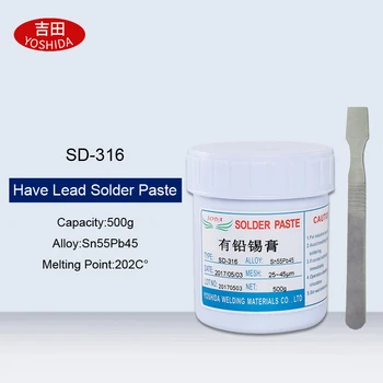 

500g No-Clean SMT Lead-Bearing LED Solder Paste BGA Solder Flux With Scraping Tin Knife Sn55Pb45 Melting Point 202C°