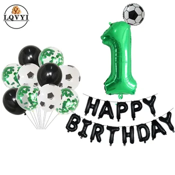 

30'' Green Number Balloon Boy 1 2 3 4 5 Years Birthday Party Barcelona Soccer Jersey Football Foil Balloons Kids Toys Air Globos