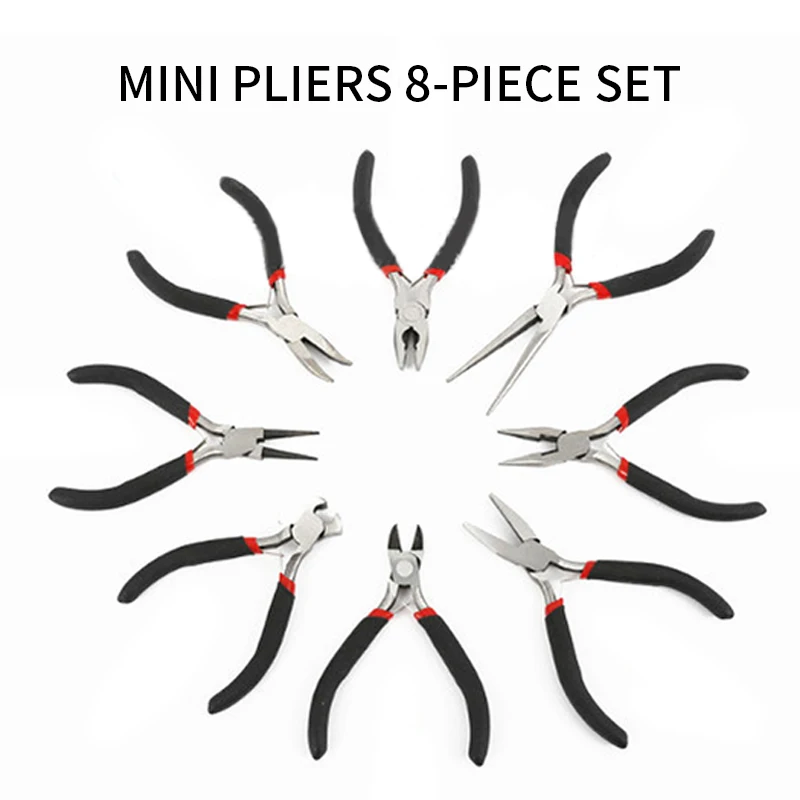 

Multi-Functional And Multi-Purpose Black And Red With 8-Piece Mini Pliers Set Mini Pliers Handle-1