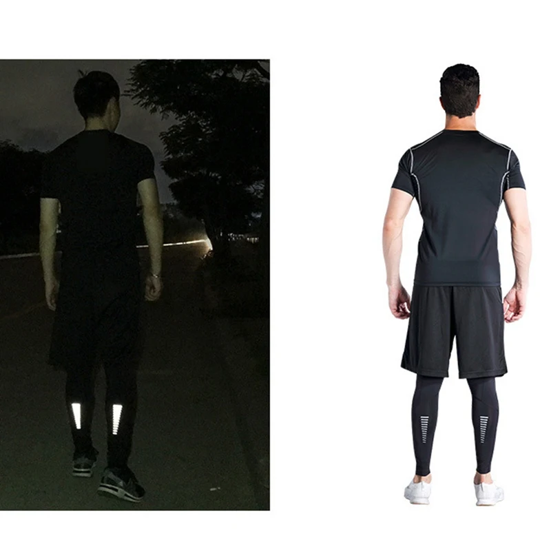 

Men's Compression Night reflect light running Pants Elastic Anti-sweat Breathable Sports Fitness Training Base Layer Tights