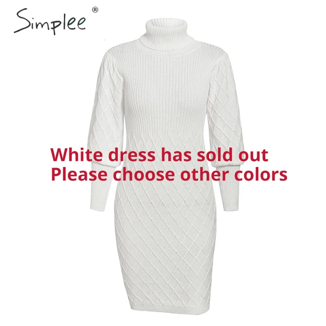 Simplee Turtleneck long cable knitted women pullover Dresses Women's Women's Clothing