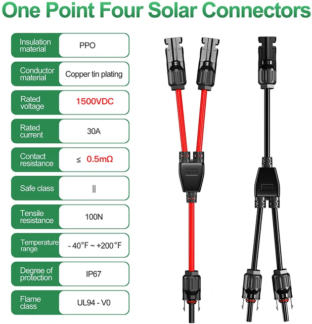 1 Paire Connecteurs En Y Solaires 1 À 2 Adaptateur Parallèle