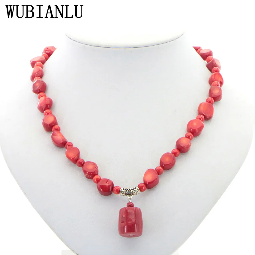Natural Stone Red Coral Irregular Shape Isolation Round Beads Pendant Necklace Bracelet Earrings Jewelry Set Women Charms Gift - Image 3