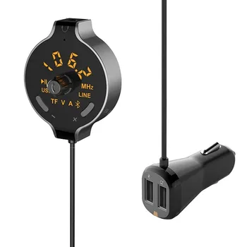 

Car Wireless Bluetooth FM Transmitter Car Kit Hands-free Calling MP3 Player Battery Voltage Display Support Dual AUX Cable USB