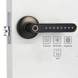 Serrure de porte intelligente Bluetooth avec code de déverrouillage dynamique, poignée de porte en bois 
