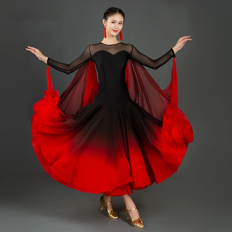 Женское платье для бальных танцев, красное платье для вальса, стандартные современные костюмы