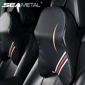 

PU Leather Car Headrest Pillow Memory Cotton Neck Rest Cushion Breathable Soft Head Rest Set Car Accessories Neck Protector