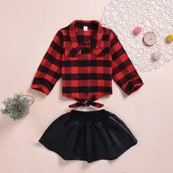 2019 новые летние комплекты из 2 предметов для маленьких девочек Повседневная хлопковая Удобная хлопковая блуза с длинными рукавами и