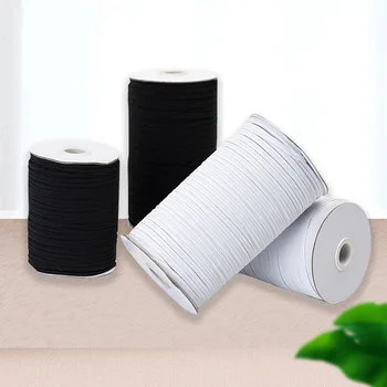 

180m/Roll 196 Yards Length DIY Braided Elastic Band Cord Knit Band Sewing 3mm/5mm/6mm Width Apparel Auxiliary Fabric White Black
