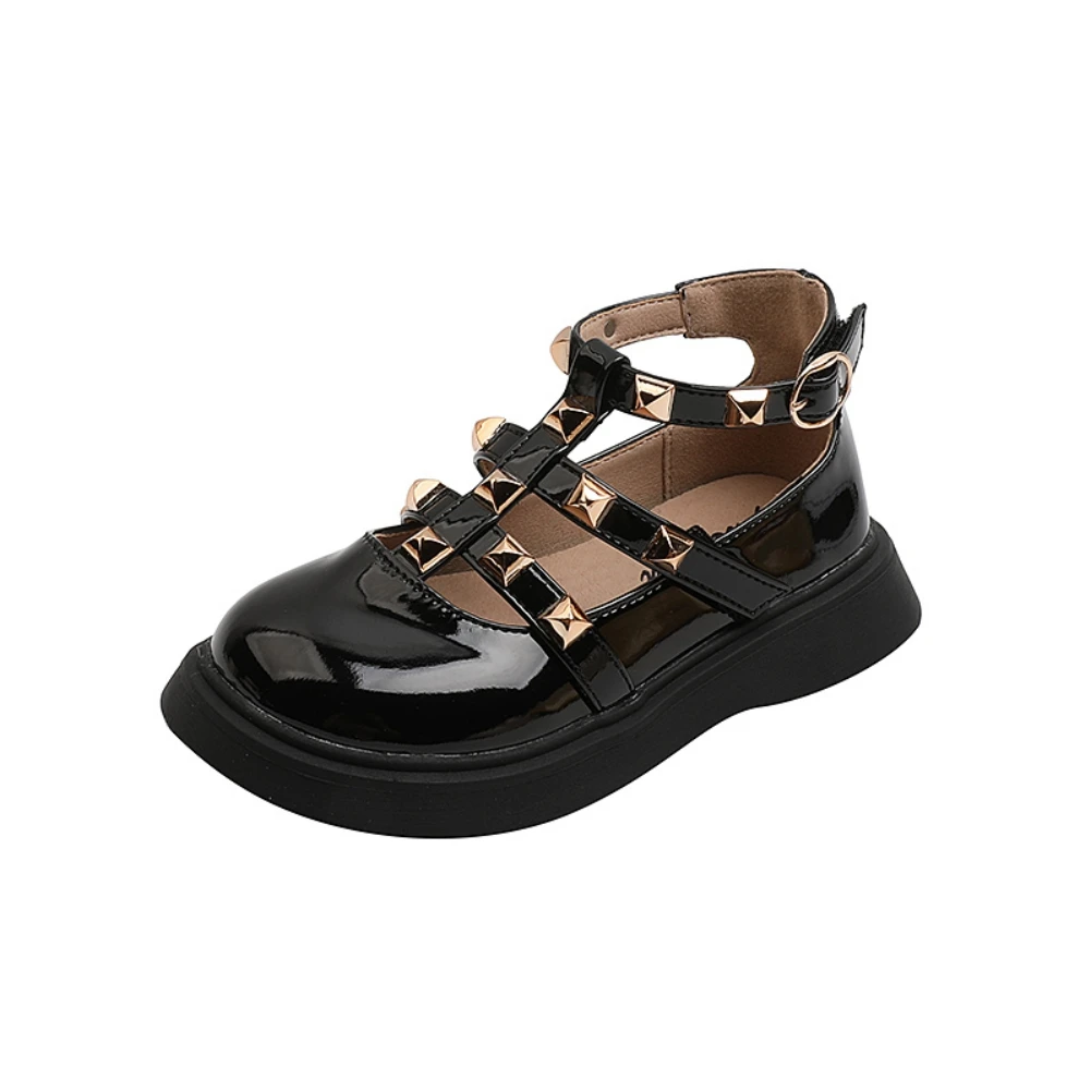 

Baywell Children Girls Sandals Rivets Single Shoes Kids Leather Shoes Nude Sandal Toddler Girls Princess Flat Dance Shoes