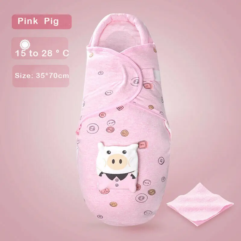 Pink Big От 0 до 8 месяцев, Хлопковое одеяло для новорожденных, пеленка, милый мультяшный зимний теплый спальный мешок для малышей, спальный мешок, детская коляска - Цвет: Pink Big
