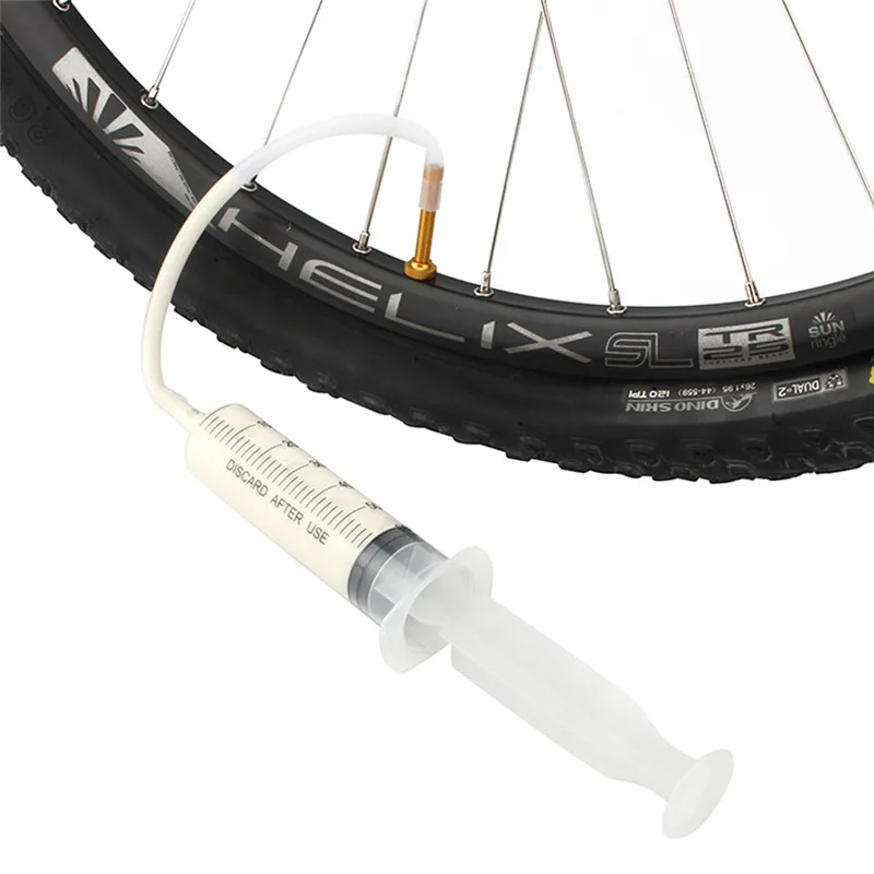 

60ml Practical Syringe Rubber Hose Kit Inner Tube MTB Road Bicycle Tire Tubeless Valves Repair Tools Tire Fluid Filling Syringe