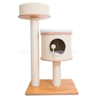 

Solid wood cat nest cat tree one cat climbing frame four seasons cat scratching post cat castle cat rubbing sisal bucket