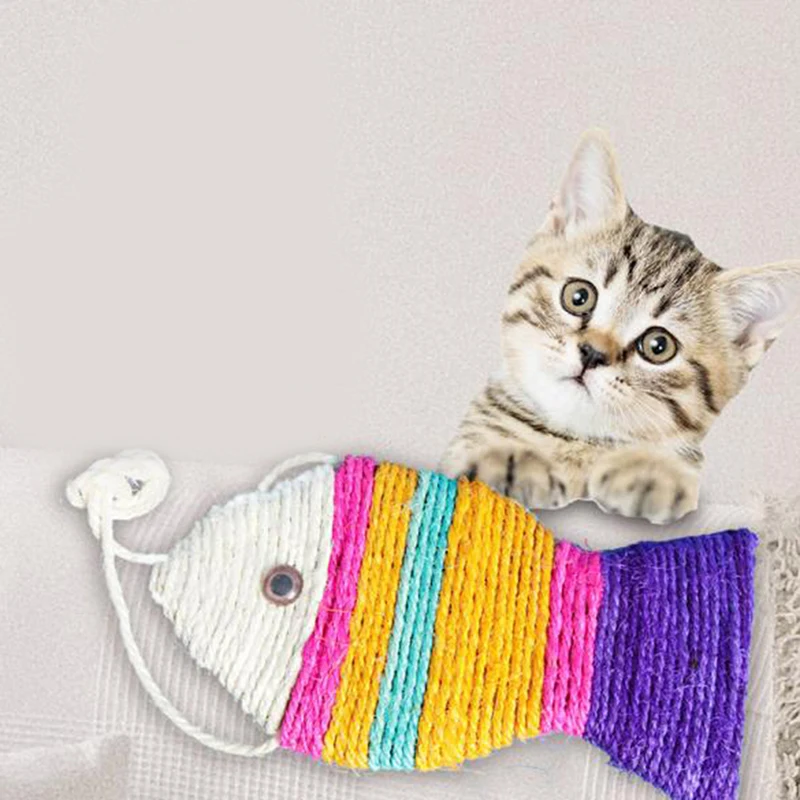 Игрушка из сизаля в форме кошки для кошек, котенок, мята, игрушки для рыб, Измельчающие зубы для чистки зубов, Поставка игрушек для домашних животных
