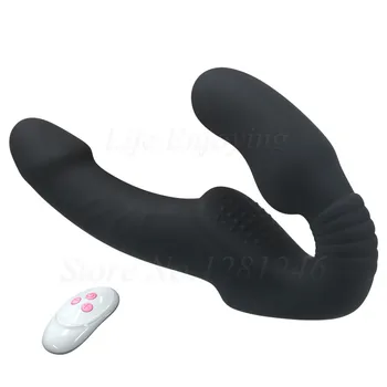 10 Speeds Strapless Strapon Dildo Vibrator Female Double Vibrating G Spot Adult Sex Toys for Women Couple Anal Prostate Massager 3