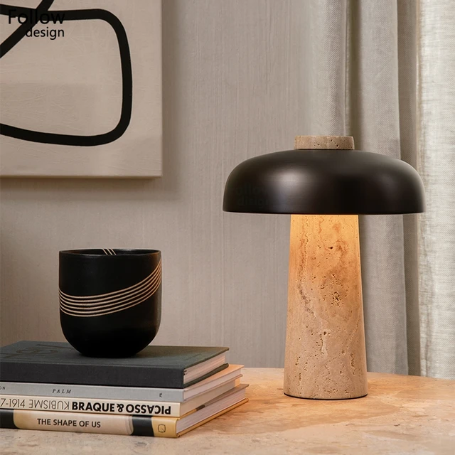 Simple style terrazzo mushroom-shaped decorative table lamp 3