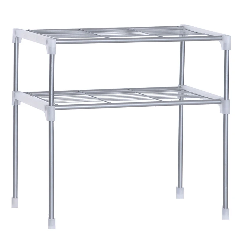 

HHO-Adjustable Steel Microwave Oven Shelf Detachable Rack Kitchen Tableware Shelves Home Bathroom Storage Rack Holder