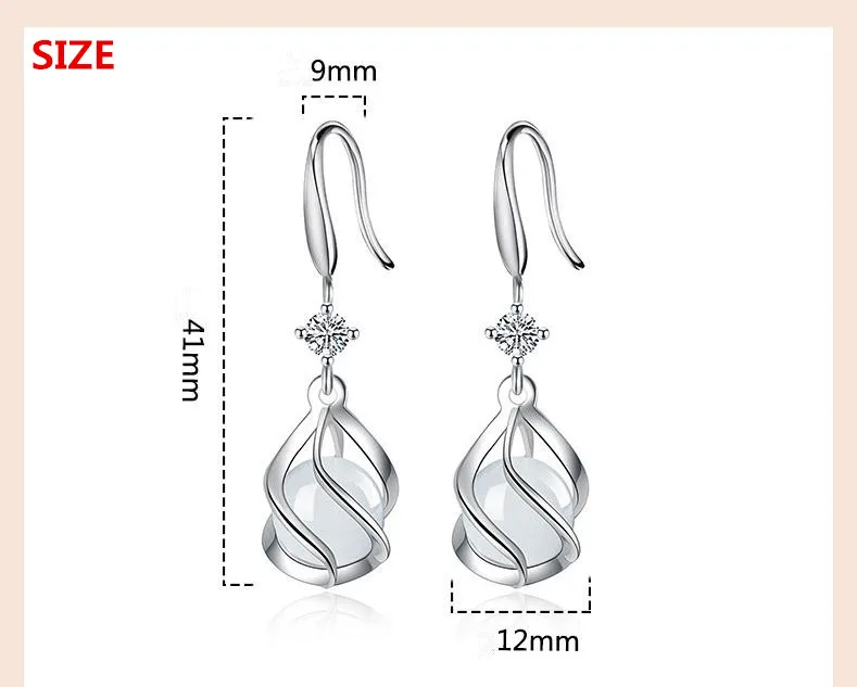 925 Silver Needle Trendy Natural Opal Stone Flower Ladies Drop Earrings Hanging Jewellery Women Gifts