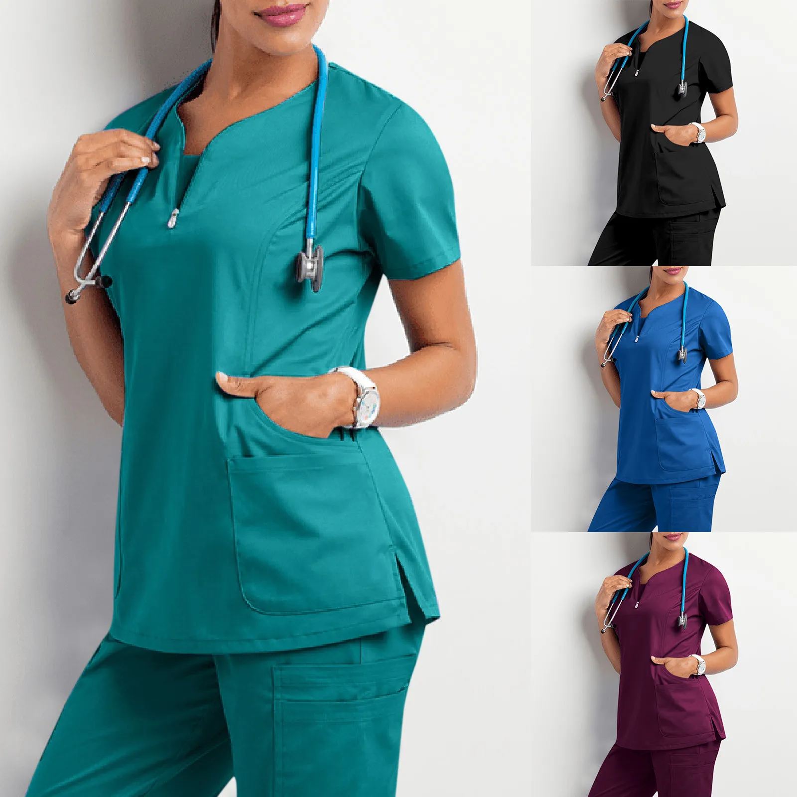 Hospital Staff Scrubs Top Nursing Uniform For Male Female Dental Clinic