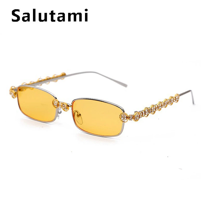 Square Crystal Party Prom Sunglasses For Women New Fashion Alloy Rhinestone Frame Chic Eyewear Female Sexy Small Shades Ins