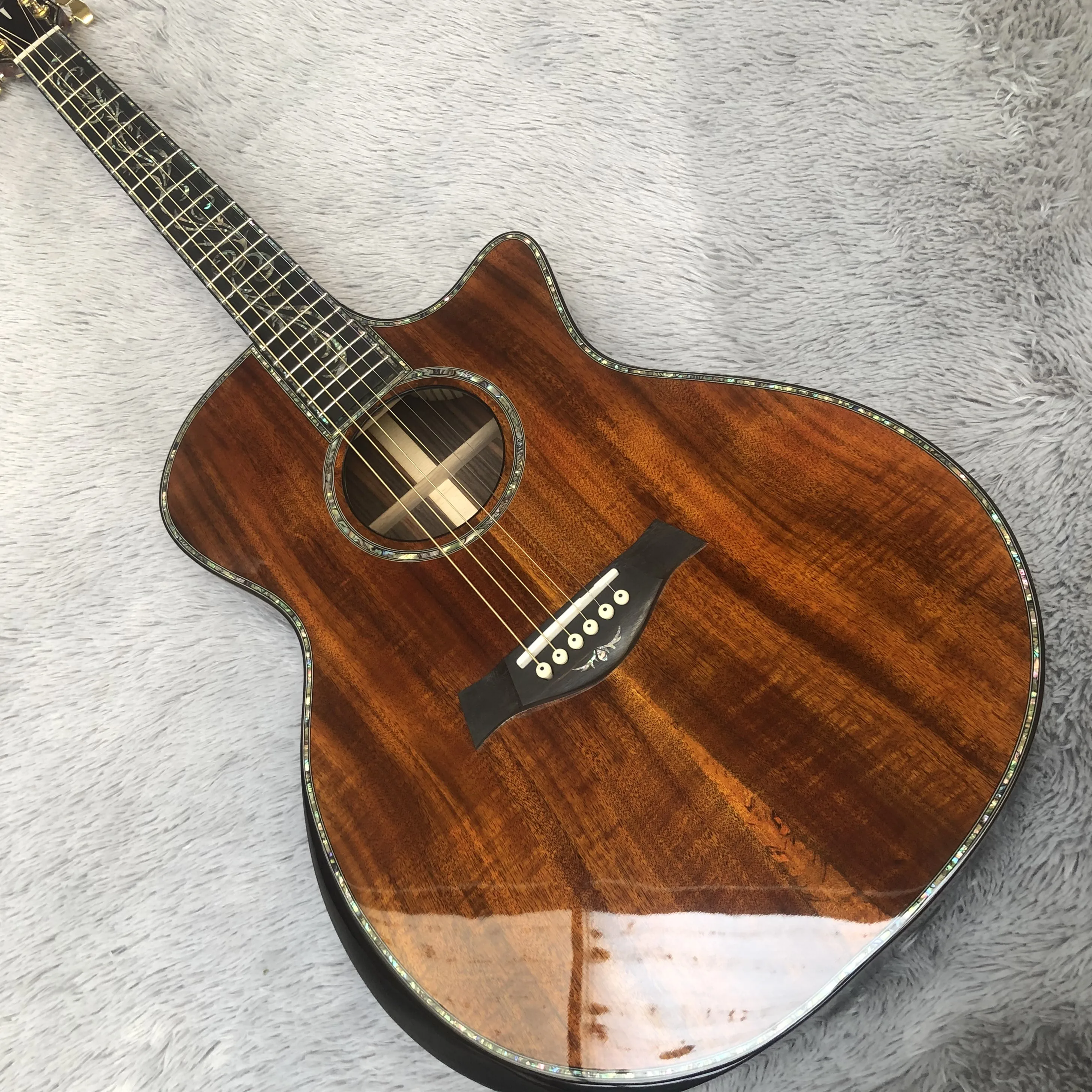

Solid koa top Chaylor PS14 acoustic guitar,Abalone inlays Ebony fingerboard,Cocobolo back and sides acoustic Electric Guitar
