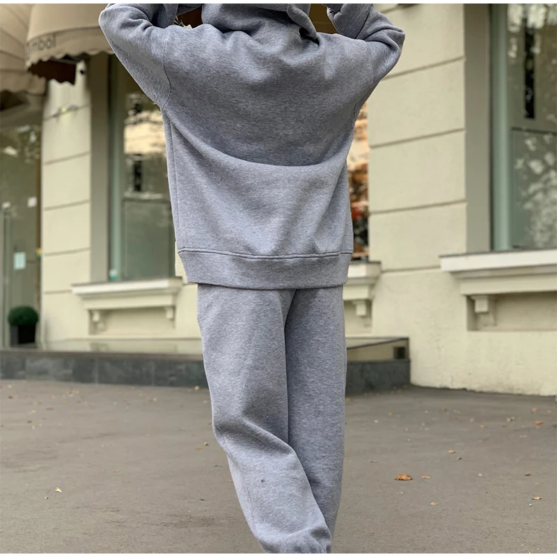 Two Piece Set Casual Fleece Tracksuit Women Winter 2021 Women's Sets Oversized Hooded Long Sleeve Hoodie Sport Pants Lady Suit