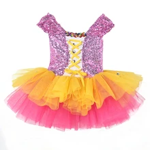 Детские танцевальные костюмы; платье феи с блестками; платье принцессы для девочек; джазовая современная танцевальная одежда для выступлений; Радужная одежда для дня рождения