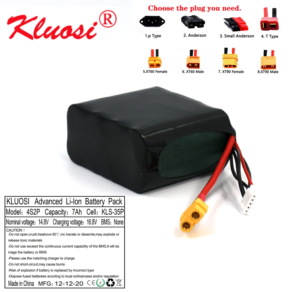 KLUOSI 4S2P 14 8 V 7Ah 16 ионно литиевая Батарея высокое Ёмкость Бла (беспилотный
