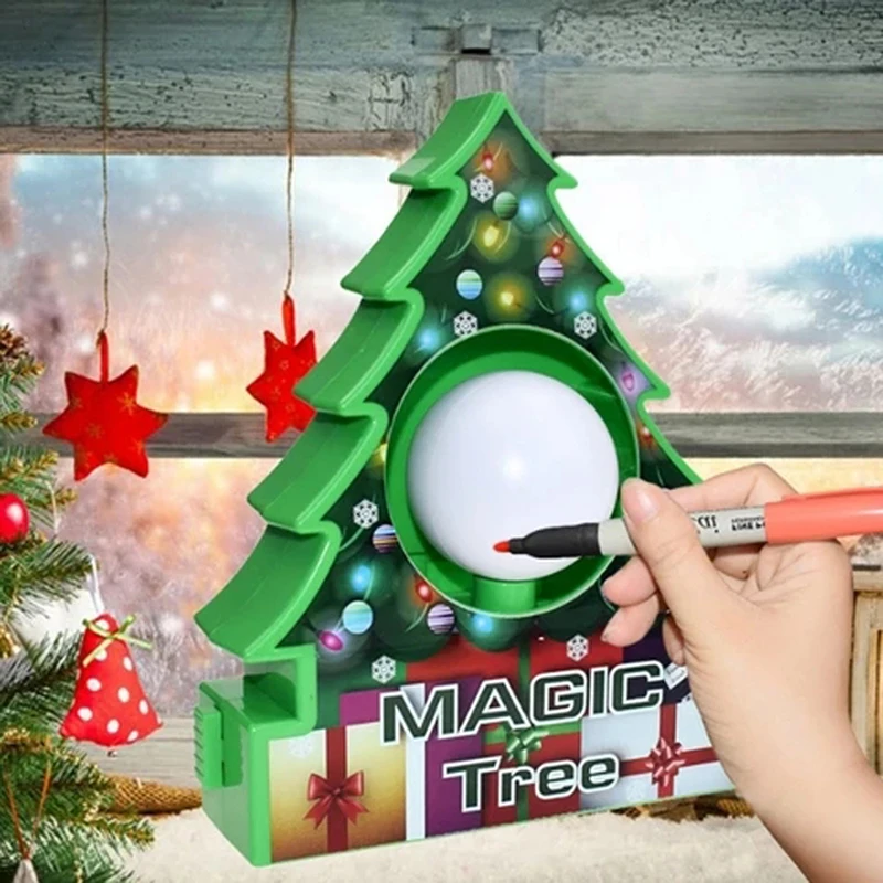 

1 Set Christmas Electric Magic Tree Painting Balls Decorations Kit With Marker Pens For Children Kids Xmas Toy Gifts