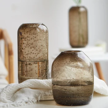 

Creative Glass Vase Retro Style Amber Vases desktop Arts and Crafts Hydroponics Plants Dried Flower Vase Home Decoration