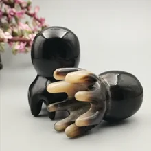 

New Buffalo Horn Shampoo Octopus Hair Brush Head Scalp Massager Black Ox Horn Hair Scalp Comb Hair Clean Care Tools