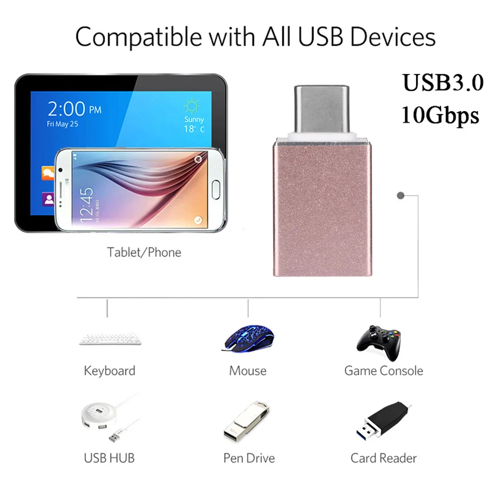 Мини OTG адаптер 3 1 Тип C к USB A 0 папа женскому из алюминиевого сплава 10 Гбит/с