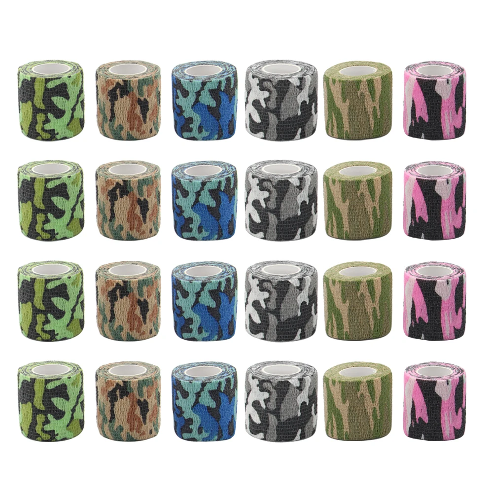 24pcs Camouflage Tattoo Grip Bandage Cover Elastic Wraps Tapes Nonwoven Self-adhesive Finger Protection for Tattoo Machine Pen handle luggage wrap suitcase cover purse covers handbag wraps grip identifier travel strap identifiers suitcases unique marker