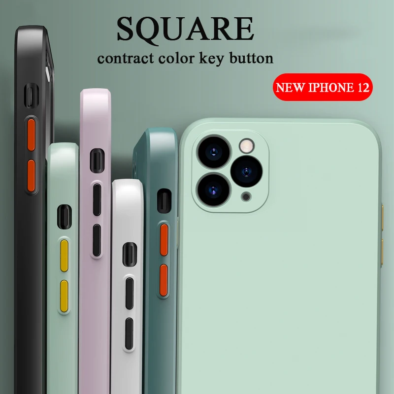 Phone Case For Apple iPhone 11 12 Pro Max Mini XR XS SE 2020 X 8 7 6 6S Plus 7Plus Case Shockproof Liquid silicone Soft Cover