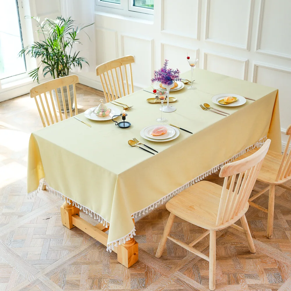 

Pastoral small fresh pure color tassel cover towel rectangular table cloth art table cloth