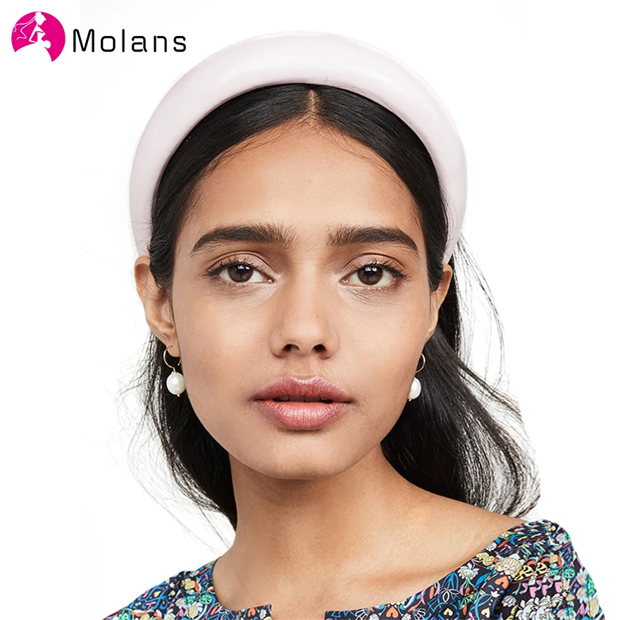 

MOLANS Solid PU Leather Hairbands New Simple Thick Sponge Faux Leathers Women Headbands Fashion Wide Hair Hoops Female Hairband