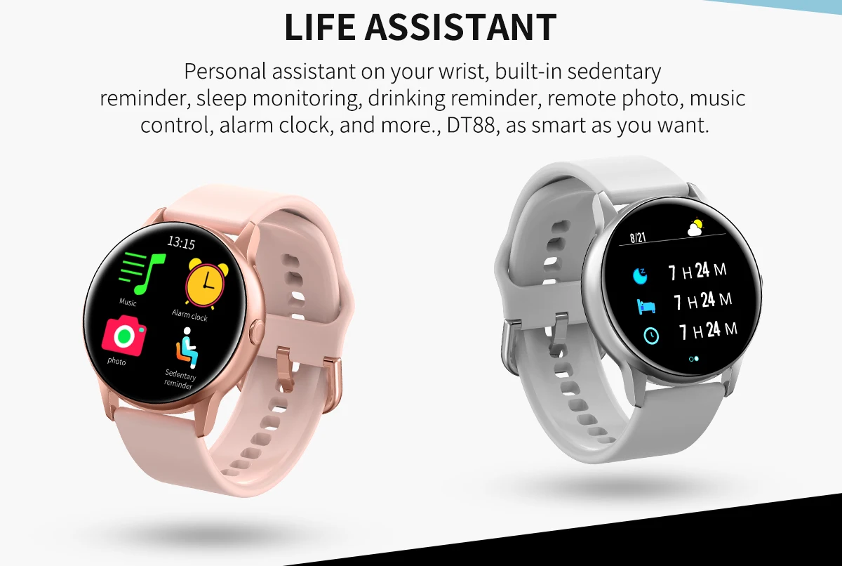 DT88 Smart Watch Bulat Menyentuh Layar 