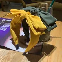 Bandeau à nœud Large en tissu fait à la main, couleur unie, accessoires pour cheveux, couvre chef