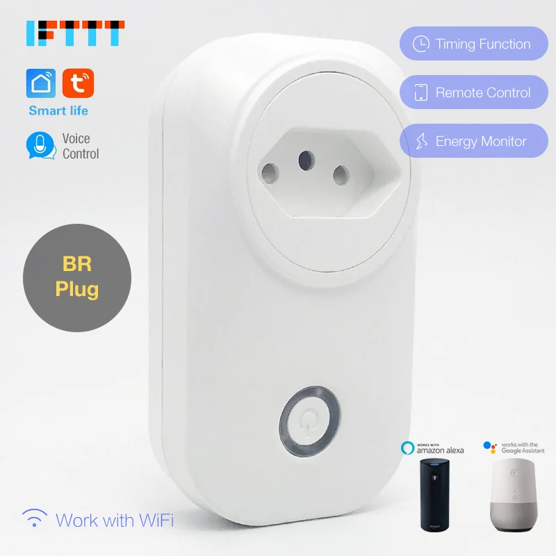 

Tonbux Brazil Smart Plug Wifi Smart Socket 16A Power Monitor Energy Saver Wireless Outlet Voice Control Work With Alexa Tuya