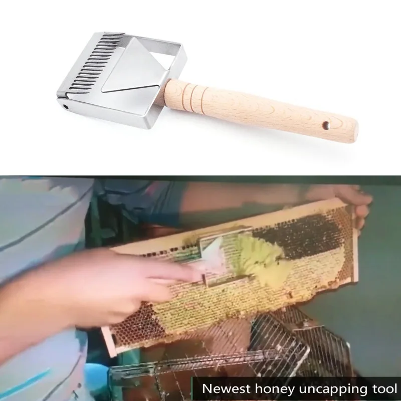 Нержавеющая сталь пчелиный улей Uncapping вилка для меда Скребок Лопата с деревянной ручкой пчеловодство инструмент-ztou