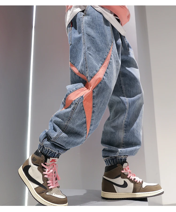 Мужские свободные шаровары Golomise длиной до щиколотки, модные брюки для бега, комбинированные джинсы в стиле хип-хоп
