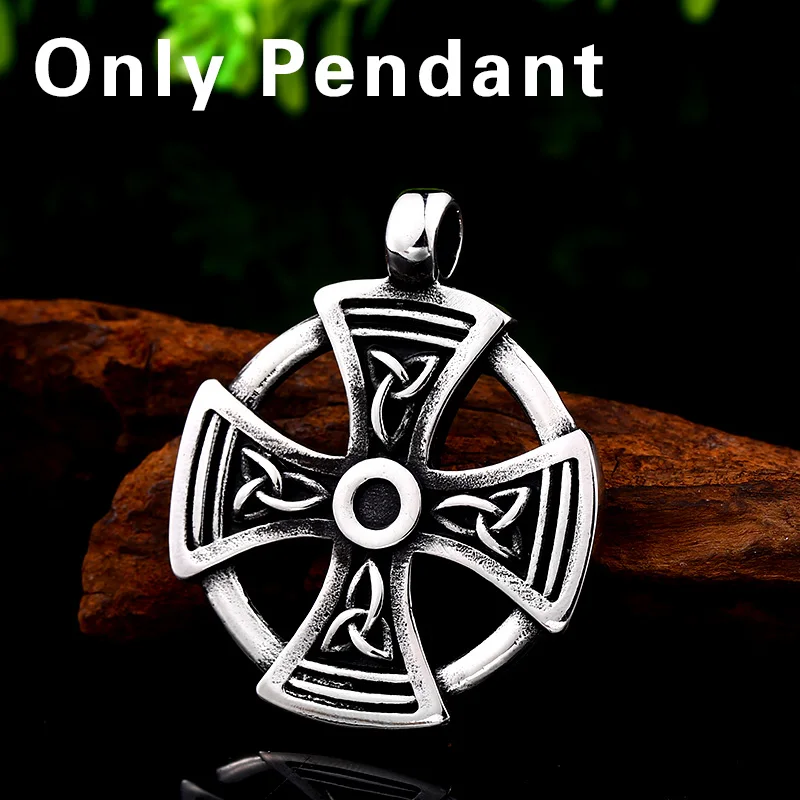 Стальной солдат круглый крест кельтское ожерелье с кулоном викинга мужские ювелирные изделия из нержавеющей стали - Окраска металла: only pendant