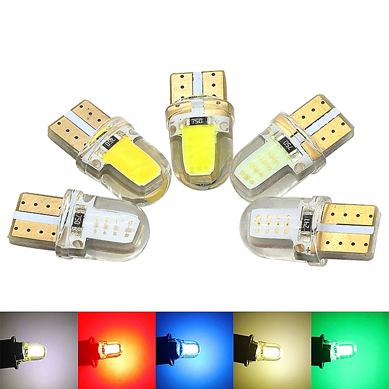 

2 X Auto T10 LED W5W LED Super Bright Turn Side Lamp Bulbs White 194 168 LED Lamp 501 COB silicone shell Car LED Lights 12V