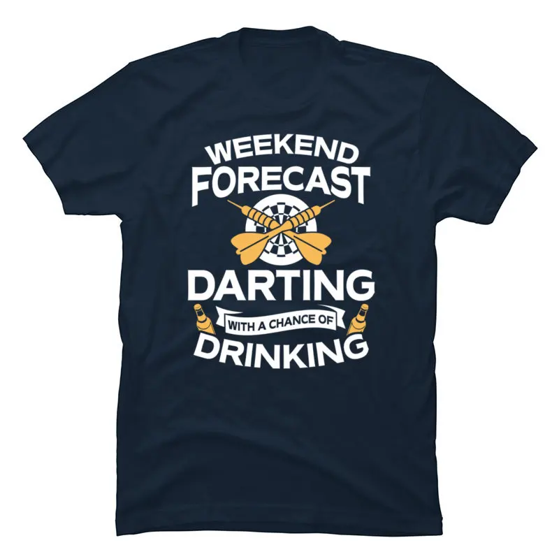 Simple Style T-shirts Funny Round Neck Weekend_Forecast_Darting_Of_Drinking 100% Cotton Adult Tees Comics Short Sleeve T Shirts Weekend_Forecast_Darting_Of_Drinking navy