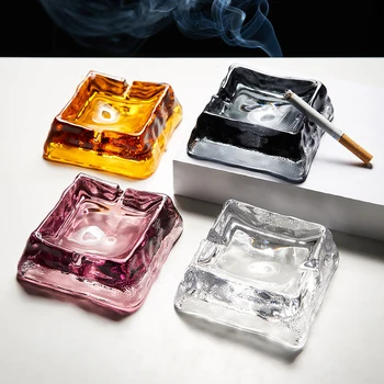 

glass Windproof Ashtray With lid for Tabletop Gift for friends Hotel home decoration accessories Smokeless Ashtray Holder