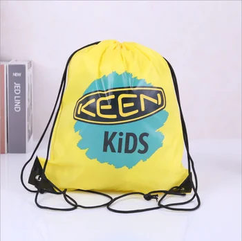 

Customized Marathon Advertising Kids backpack with multicolored alphabet pattern Polyester Drawstring Bags Anniversary Gift Bag