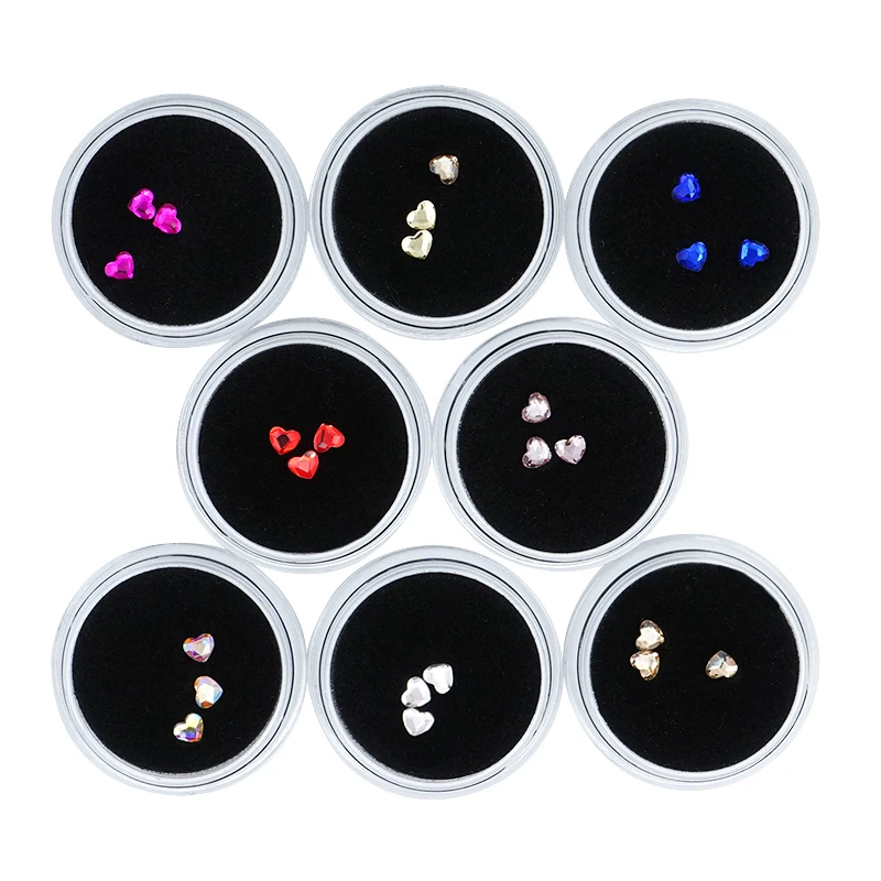3 개/상자 치아 보석 크리스탈 다이아몬드 장식 치아 미백 스터드 하트 모양의 보석 크리스탈 장식 재료