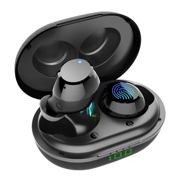 

IG-Q12 Bluetooth Headset, Mini Digital Display Stereo Sports Binaural Press Bluetooth 5.0 Wireless Headset